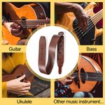 Courroie de guitare réglable en cuir PU personnalisée avec texte gravé Cadeau d'anniversaire pour musicien amateur de guitare