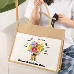 Bolsa de tela de yute personalizada con nombre Día de la Madre Cumpleaños Aniversario Regalo para ella