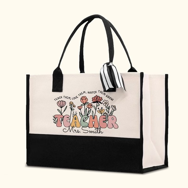 Spring Boho Wildflowers Large Tote Bag