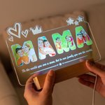 Gepersonaliseerde fotocollage moeder LED nachtlampje met houten basis en 7 lichtstanden Moederdag Verjaardagscadeau voor mama oma