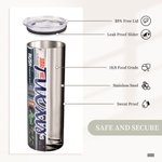 Personalised Retro 80s and 90s Cassette Music Tape 20oz Skinny Tumbler with Lid and Straw Birthday Gift for Rock Music Lover