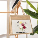Bolsa de tela de yute personalizada con nombre Día de la Madre Cumpleaños Aniversario Regalo para ella