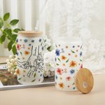 Personalized Hand in Hand Watercolour Floral 20oz Frosted Glass Tumbler with Lid Straw and Names Birthday Mother's Day Gift for Woman