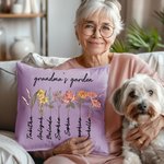 Gepersonaliseerd Geboortemaand Bloemen Kussenhoes met Naam Tuin Thema Huisdecoratie Moederdag Familiecadeau voor Mamma Oma
