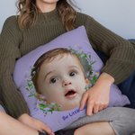 Personalized Baby Photo Birth Flower Throw Pillow Cover with Text Mother's Day Gift for Mother