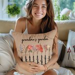 Gepersonaliseerd Geboortemaand Bloemen Kussenhoes met Naam Tuin Thema Huisdecoratie Moederdag Familiecadeau voor Mamma Oma