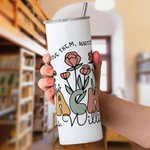 Gobelet personnalisé Spring Boho Wildflowers 20oz Name Skinny Tumbler avec paille et brosse Cadeau d'appréciation pour professeur