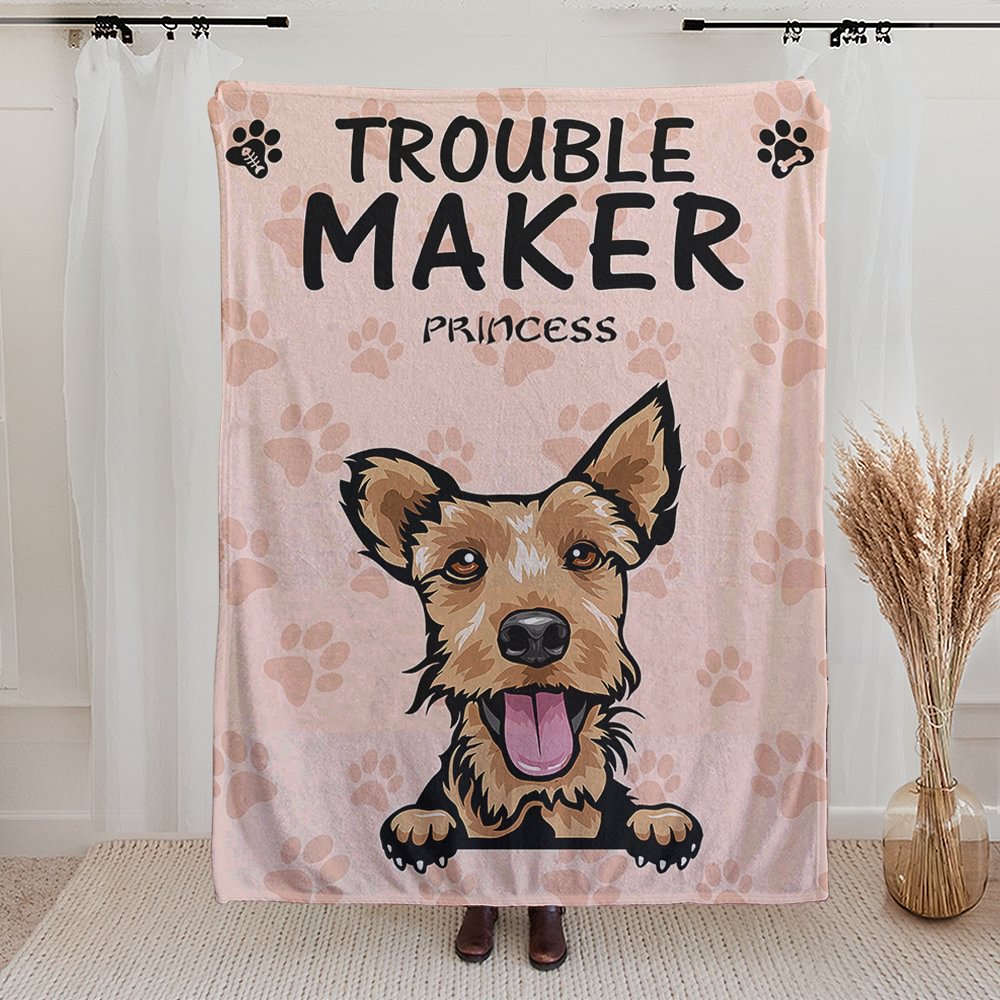 Couverture personnalisée Trouble Maker avec 1-6 animaux de compagnie Décoration de la maison Cadeau pour le propriétaire d'un animal de compagnie