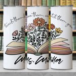 Gobelet personnalisé Spring Boho Wildflowers 20oz Name Skinny Tumbler avec paille et brosse Cadeau d'appréciation pour professeur