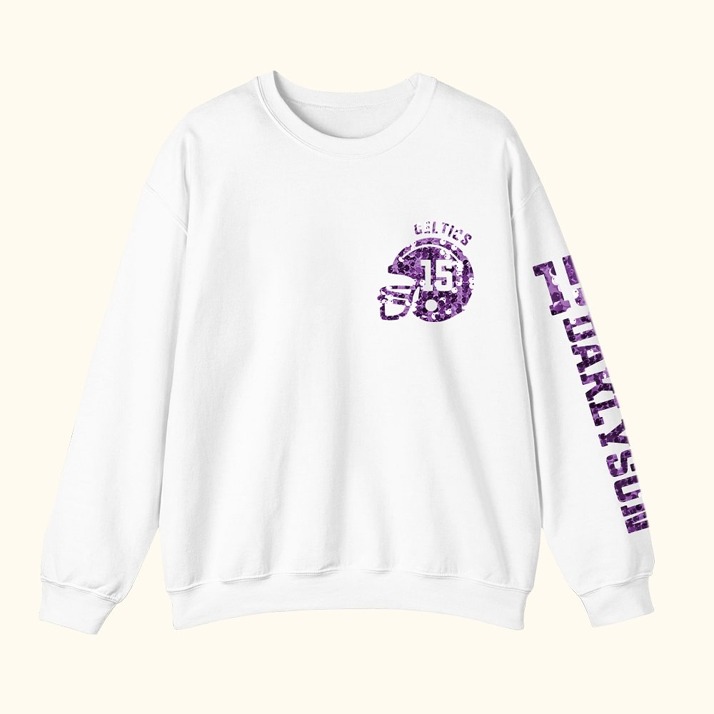 T-shirt Sweatshirt Personnalisé avec Texte Numéro Vêtement à Paillettes Cadeau Fête des Pères Compétition pour Fans Amateur de Football Américain