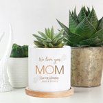 Vaso per piante grasse in ceramica con foro di drenaggio e base in bambù Regalo di compleanno per la festa della mamma, della nonna e della nonna.