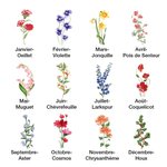 Couverture en Flanelle Personnalisée avec 1-18 Noms de Famille et Fleur de Naissance Cadeau pour Mère ou Grand-mère