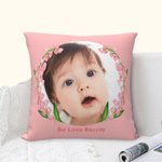 Personalized Baby Photo Birth Flower Throw Pillow Cover with Text Mother's Day Gift for Mother