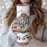 Gobelet personnalisé Spring Boho Wildflowers 20oz Name Skinny Tumbler avec paille et brosse Cadeau d'appréciation pour professeur