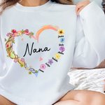 Sweat personnalisé avec 1-10 noms d'enfants Fête des mères Cadeau d'anniversaire pour Grand-mère Maman