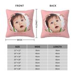 Personalized Baby Photo Birth Flower Throw Pillow Cover with Text Mother's Day Gift for Mother