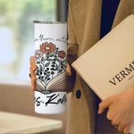 Gobelet personnalisé Spring Boho Wildflowers 20oz Name Skinny Tumbler avec paille et brosse Cadeau d'appréciation pour professeur