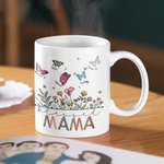 Personalized Birth Butterfly Grandma Garden 11oz Ceramic Mug with Names Mother's Day Birthday Gift for Mom Grandma