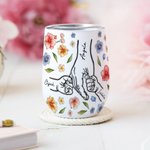 Personalised Mom And Kids Hand In Hand Watercolour Floral 12oz Wine Tumbler with Name Mother's Day Gift for Mom Grandma