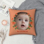 Personalized Baby Photo Birth Flower Throw Pillow Cover with Text Mother's Day Gift for Mother
