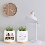 Vaso per piante grasse in ceramica con foro di drenaggio e base in bambù Regalo di compleanno per la festa della mamma, della nonna e della nonna.