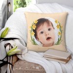 Personalized Baby Photo Birth Flower Throw Pillow Cover with Text Mother's Day Gift for Mother