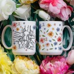 Personalized Watercolor Flower 1-9 Holding Hands Ceramic Mug with Name Mother's Day Birthday Gift for Mom Grandma