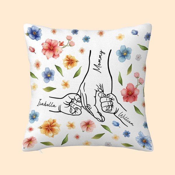 Personalizzato mano nella mano acquerello floreale copertina cuscino con nomi compleanno festa della mamma regalo per la madre nonna zia