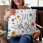 Personalizzato mano nella mano acquerello floreale copertina cuscino con nomi compleanno festa della mamma regalo per la madre nonna zia
