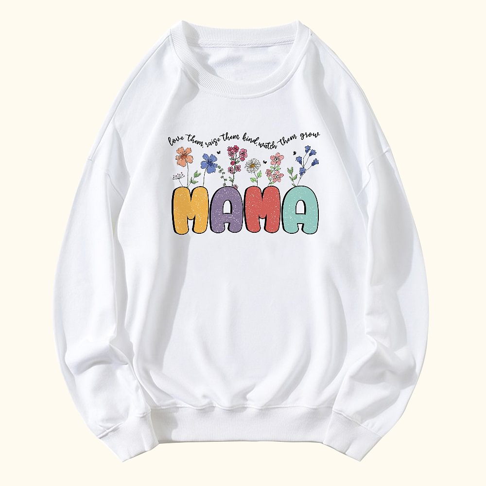 Sweatshirt fleur aquarelle personnalisé avec texte Fête des mères Cadeau d'anniversaire pour femme