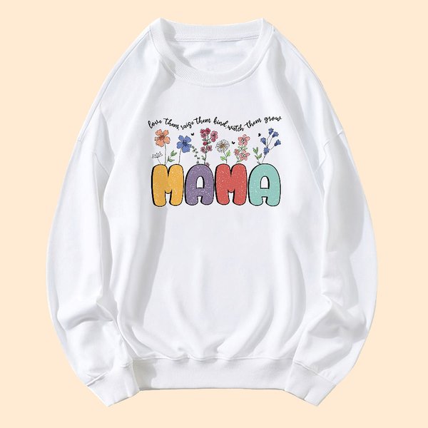 Personalisierte Aquarell Blume Sweatshirt mit Text Muttertag Geburtstag Geschenk für Frauen
