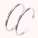 Lot de 2 Bracelets Personnalisés avec Pierre de Naissance et Texte Gravé Cadeau Fête des Mères Anniversaire pour Mère Fille