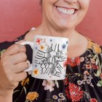 Personalized Watercolor Flower 1-9 Holding Hands Ceramic Mug with Name Mother's Day Birthday Gift for Mom Grandma