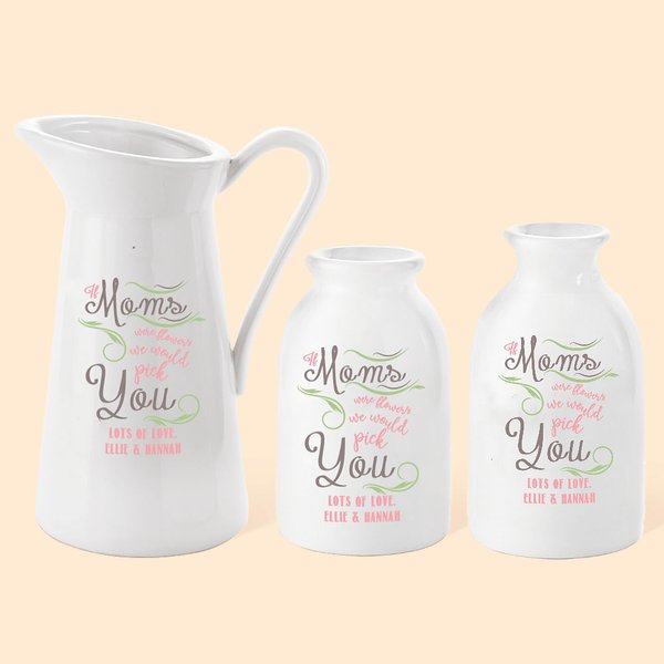Gepersonaliseerde If Mom Were Flowers We Would Pink You Keramische bloemenvaas met tekst en naam Home Decor Moederdag Verjaardagscadeau voor vrouwen