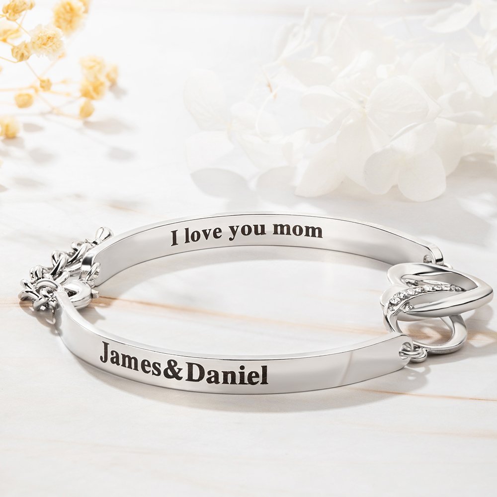Bracciale Per Nonna In Acciaio Inox | Gioiello Minimal Con Incisione | Regalo Festa Mamma E Compleanno | Con Sacchetto Di Velluto