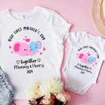 T-shirt personnalisé Notre première fête des mères ensemble Onesie bébé avec nom Girafe Elephant Ours Koala Cadeau pour nouvelle maman Bébé