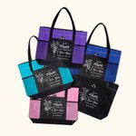 Personalized I Love You Birth Flower Canvas Tote Bag with Zipper Large Capacity Mother's Day Gift for Mom Grandma