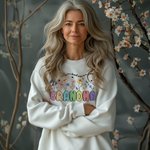 Sweatshirt fleur aquarelle personnalisé avec texte Fête des mères Cadeau d'anniversaire pour femme