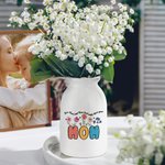 Florero de cerámica personalizado con flores de acuarela y texto Decoración para el hogar Regalo del Día de la Madre para mujer