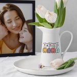Florero de cerámica personalizado con flores de acuarela y texto Decoración para el hogar Regalo del Día de la Madre para mujer