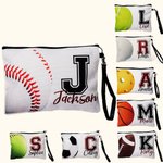 Gepersonaliseerd Baseball Football Naam Initiaal Cosmetica Tasje met Polsband Team Gift voor Sportliefhebber