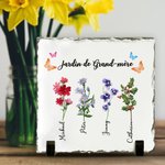 Décoration d'Ardoise Personnalisé avec Titre 1-2 Noms et Fleurs de Naissance Cadeau Anniversaire Fête pour Famille Maman Grand-mère