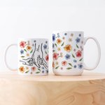 Personalized Watercolor Flower 1-9 Holding Hands Ceramic Mug with Name Mother's Day Birthday Gift for Mom Grandma