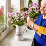 Florero de cerámica personalizado con flores de acuarela y texto Decoración para el hogar Regalo del Día de la Madre para mujer