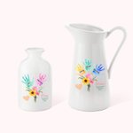 Personalised Multicolour 1-8 Handprint Bouquet Ceramic Vase with Names Mother's Day Birthday Gift for Mom