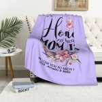 Personalized Home Is Where Mom Is Birth Flower Soft Blanket with Text Mother's Day Birthday Gift for Mom