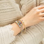 Personalizado 1-5 Cristal Raw Birthstones Ajustable Familia Bangle Día de la Madre Cumpleaños Regalo para las mujeres