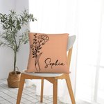 Funda de Almohada Personalizada Flor de Nacimiento Multicolor con Nombre Día de la Madre Regalo de Cumpleaños para Mujer