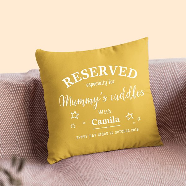 Personalized Mommy's Cuddles Cushion Throw Pillow Cover with Baby Name and Birth Date Mother's Day Gift for Women
