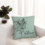 Funda de Almohada Personalizada Flor de Nacimiento Multicolor con Nombre Día de la Madre Regalo de Cumpleaños para Mujer